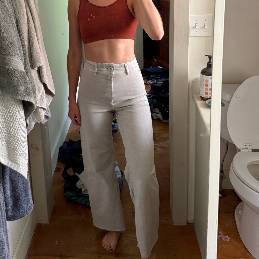 Zara Gray Flare Wide Leg Jeans
